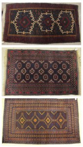 THREE AFGHAN BELOUCH AREA RUGS