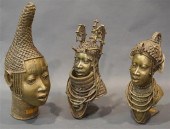THREE AFRICAN BRONZE BUSTS, HE
