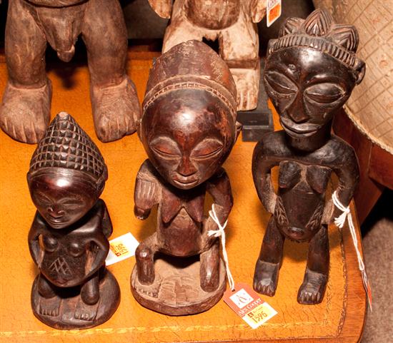 Three African carved wood figures