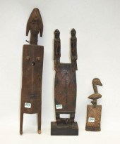 THREE AFRICAN FIGURAL WOOD DOO