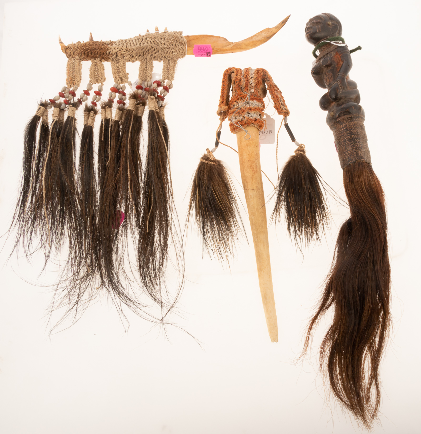THREE AFRICAN FLY WHISKS One