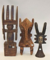 THREE AFRICAN IBO TRIBAL WOOD