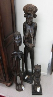 THREE AFRICAN TRIBAL CARVED WO