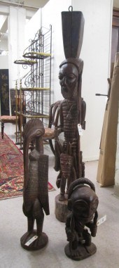 THREE AFRICAN TRIBAL WOOD FIGU