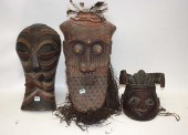 THREE AFRICAN TRIBAL WOOD MASK