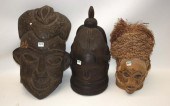 THREE AFRICAN TRIBAL WOOD MASK