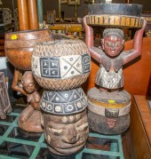 THREE AFRICAN WOOD CARVINGS Co
