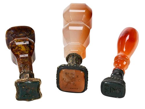 THREE AGATE TABLE SEALS19th