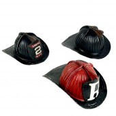 THREE ALUMINUM FIRE HELMETS 20
