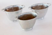 THREE ALUMINUM OVAL ICE BUCKET