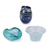 THREE AMERICAN ART GLASS FREEF