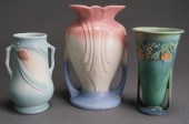 THREE AMERICAN ART POTTERY VAS
