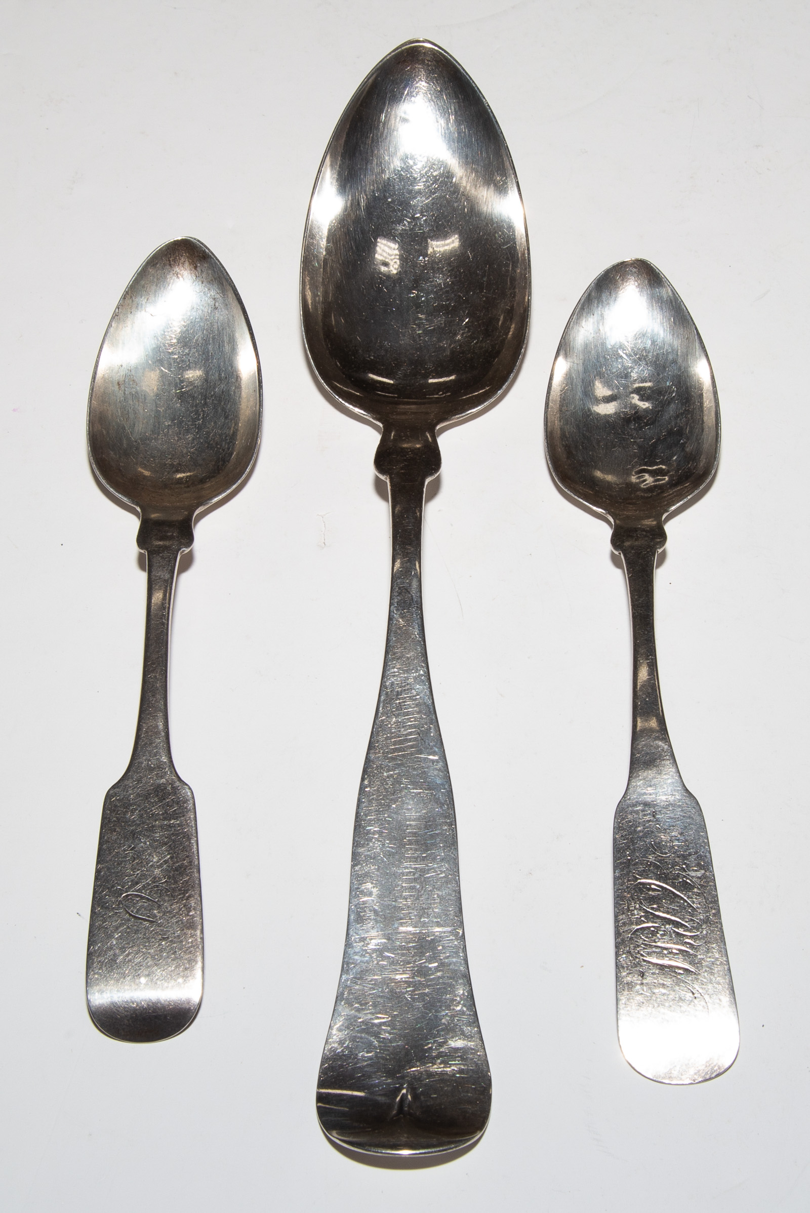 THREE AMERICAN COIN SILVER SPOONS