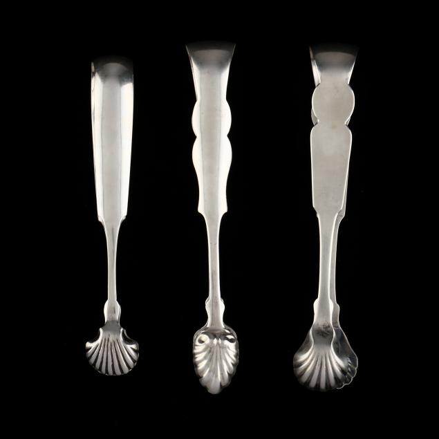 THREE AMERICAN COIN SILVER SUGAR