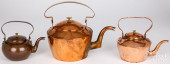 THREE AMERICAN COPPER KETTLES,