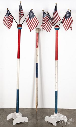 THREE AMERICAN FLAG DISPLAY