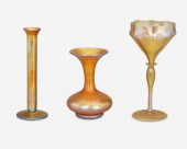 THREE AMERICAN GOLD ART GLASS