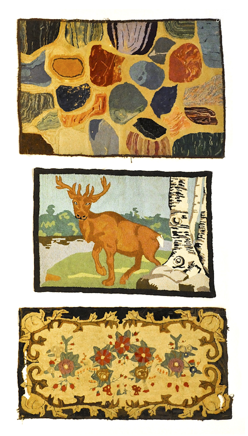 Three American hooked rugs