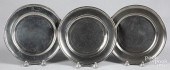 THREE AMERICAN PEWTER PLATES,