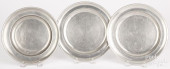 THREE AMERICAN PEWTER PLATES<b