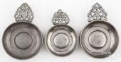 THREE AMERICAN PEWTER PORRINGE