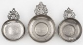THREE AMERICAN PEWTER PORRINGE