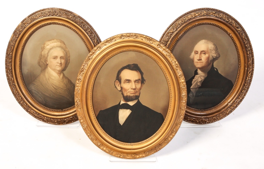 THREE AMERICAN PRINTS ON CANVAS.