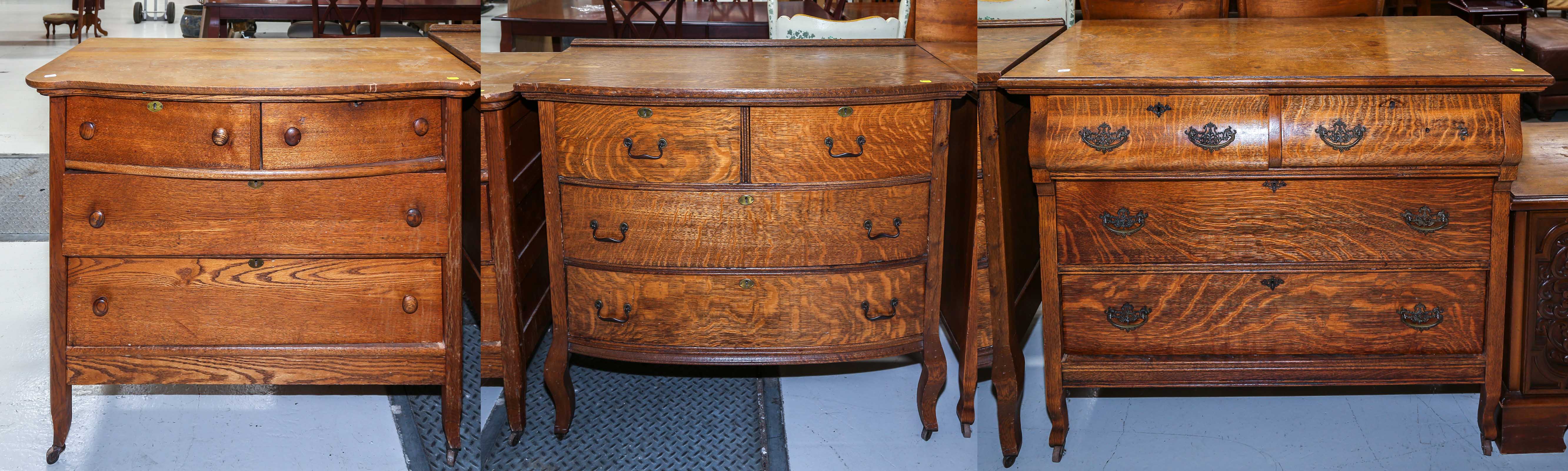 THREE AMERICAN QUARTERSAWN OAK