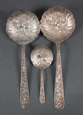 Three American repousse sterli