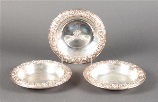 Three American repousse sterling