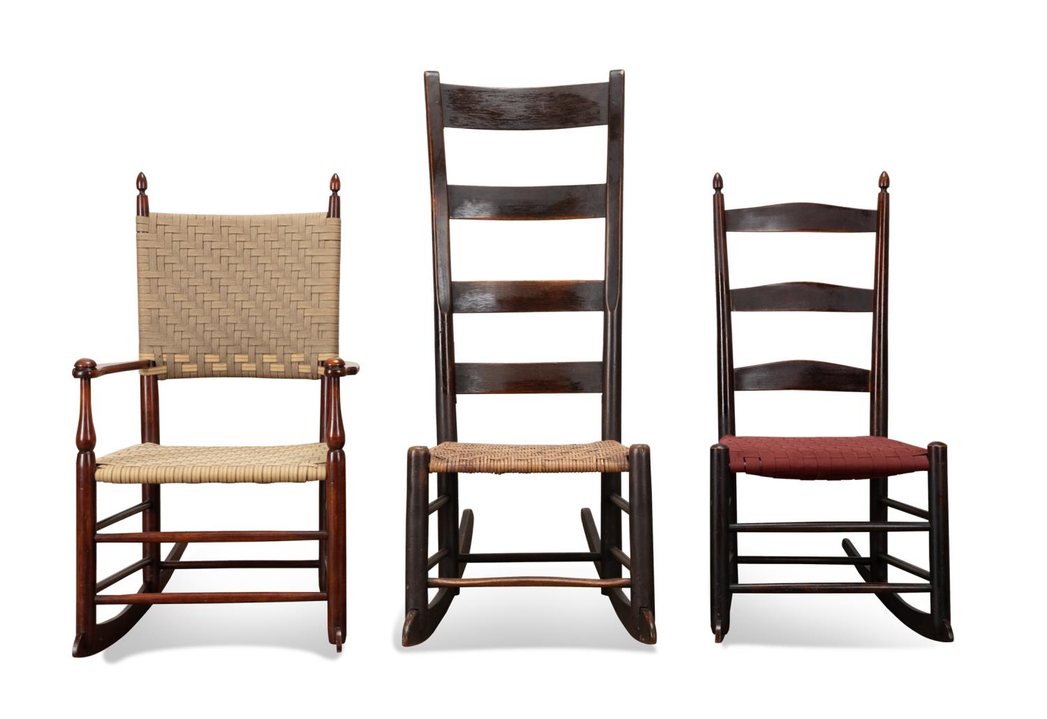 THREE AMERICAN SHAKER STYLE ROCKING