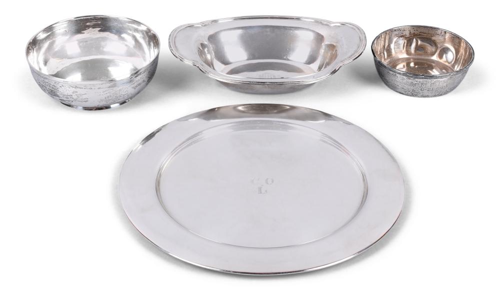 THREE AMERICAN SILVER BOWLS AND A