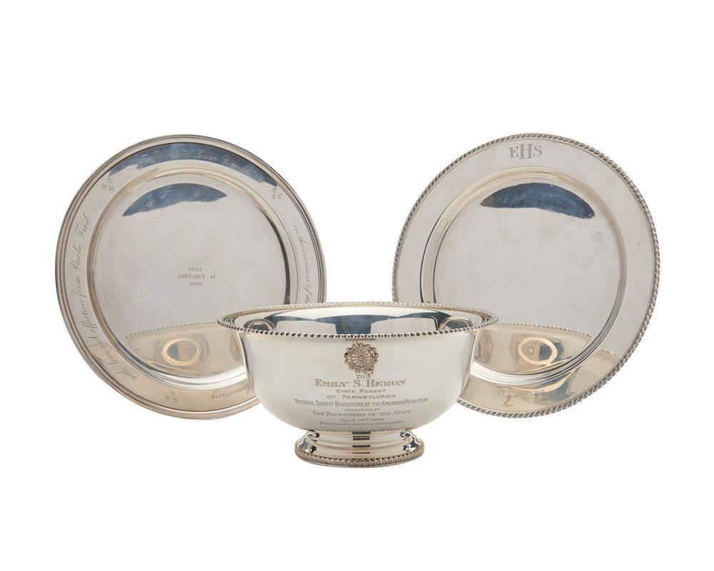 THREE AMERICAN SILVER SERVING