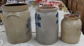 THREE AMERICAN STONEWARE CROCK
