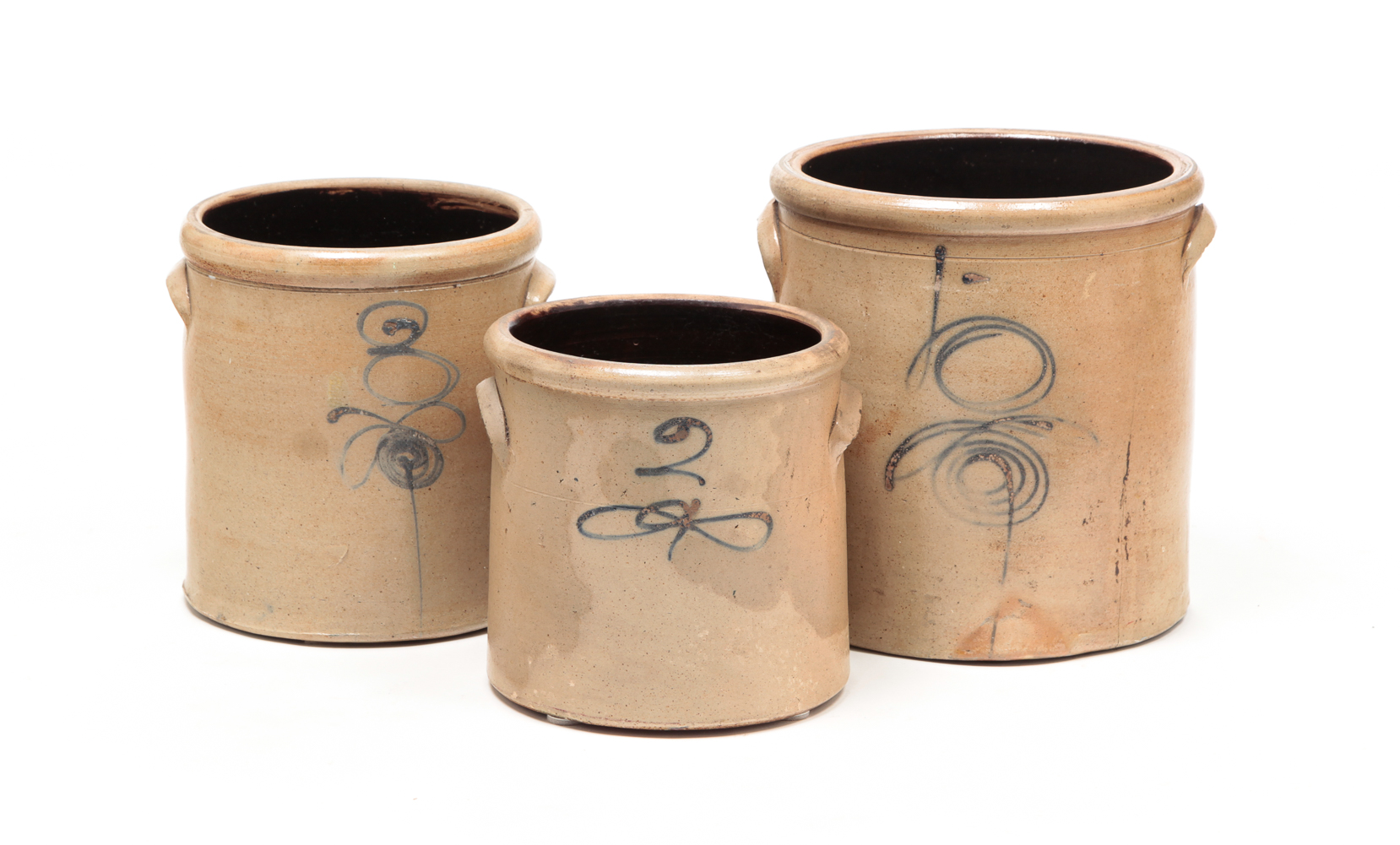 THREE AMERICAN STONEWARE JARS.