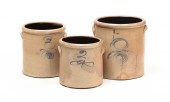 THREE AMERICAN STONEWARE JARS.