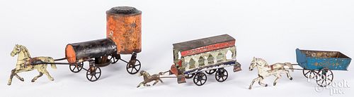 THREE AMERICAN TIN HORSE DRAWN