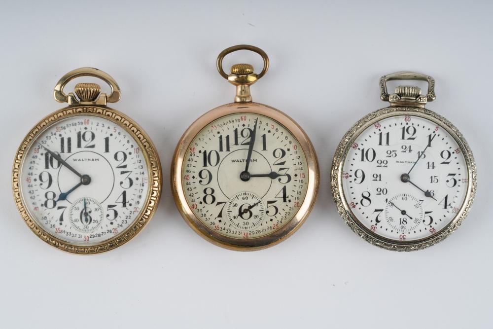 THREE AMERICAN WALTHAM POCKET