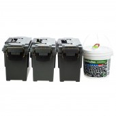 THREE AMMO CANS & ONE BUCKET O