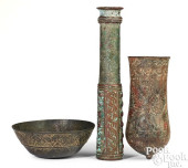 THREE ANCIENT BRONZE IMPLEMENT
