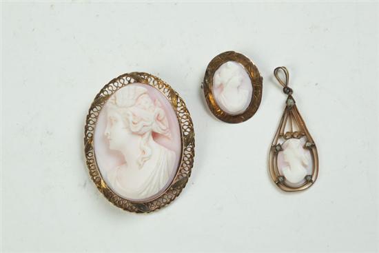 THREE ANGEL SKIN CORAL CAMEOS. 