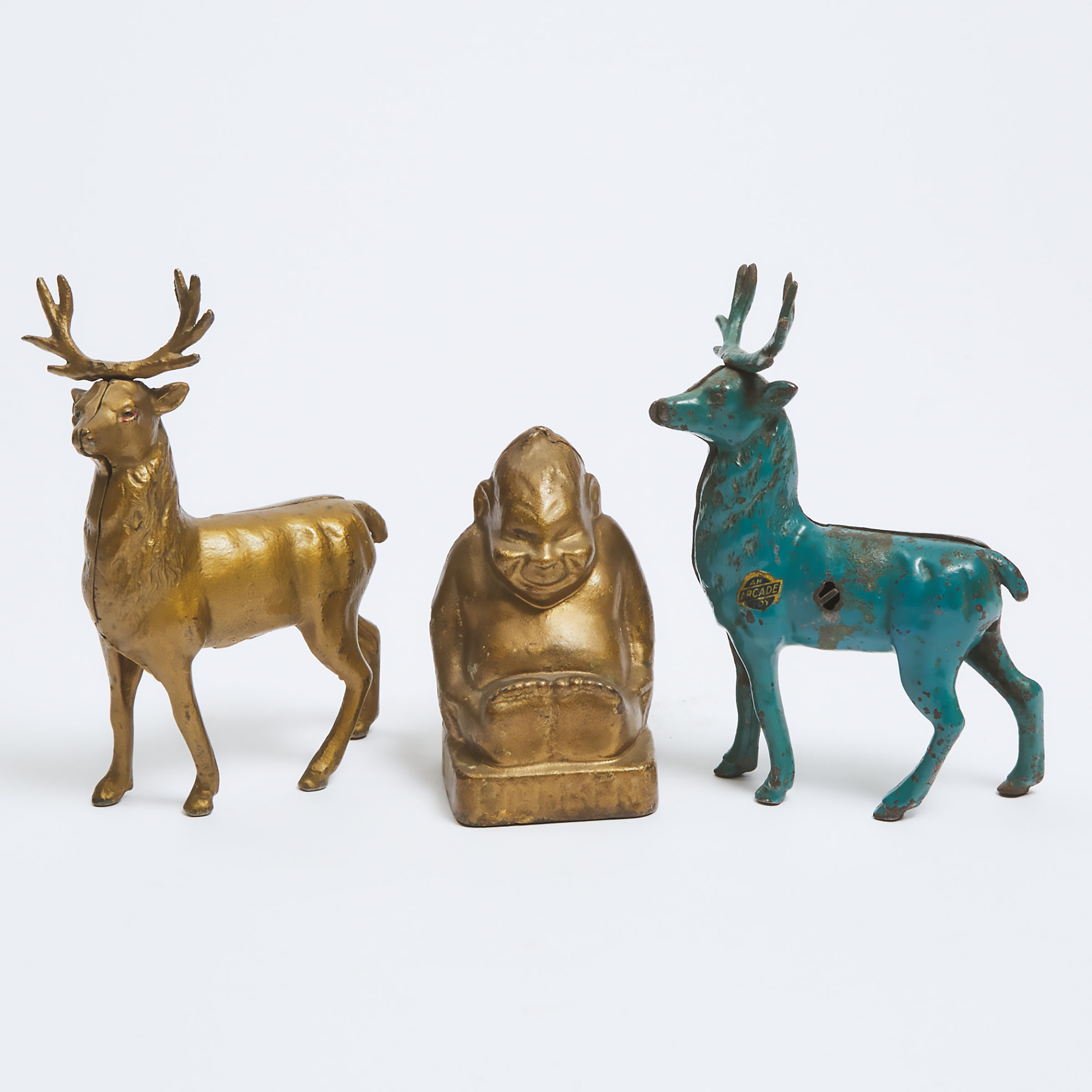 Three Animal Form Painted Cast Iron