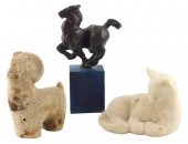 +THREE ANIMAL SCULPTURES, ONE