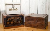 Three antique advertising boxe