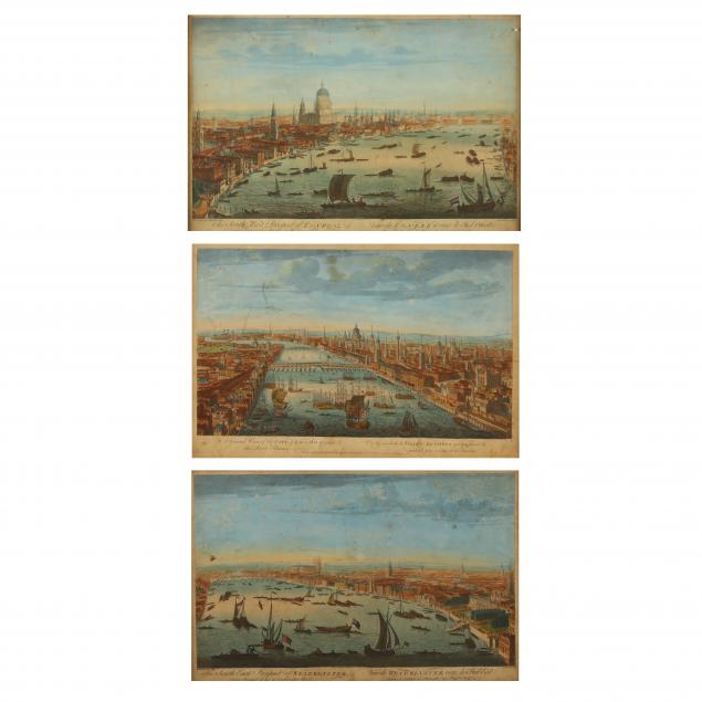 THREE ANTIQUE AERIAL VIEWS OF