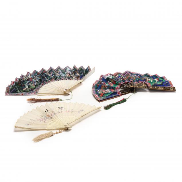 THREE ANTIQUE ASIAN FANS  19th