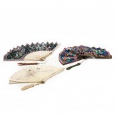 THREE ANTIQUE ASIAN FANS  19th