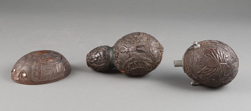 THREE ANTIQUE CARVED