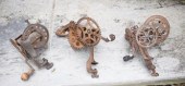 Three antique cast iron apple
