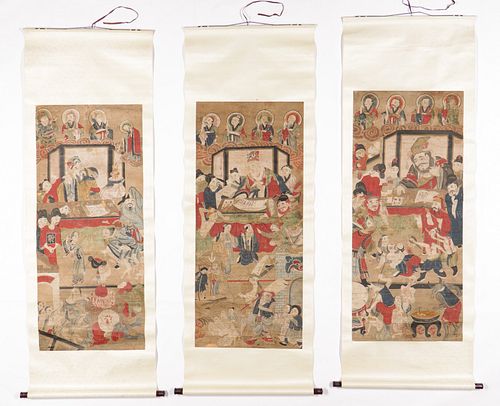 THREE ANTIQUE CHINESE SCROLL